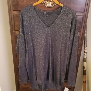 INC Black Sweater with silver threading throughout